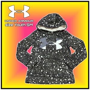 NWOT kids UNDER ARMOUR  black & white splash pattern HOODIE size S youth